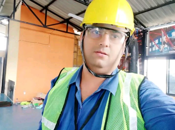 Solar installation site with safety gear